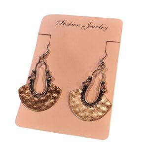 1-1/2" Tribal Fan Dangle Aluminum Alloy French Wire Earring Silver Lightweight